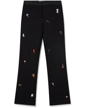 Casablanca Paris Pantalon De Tailleur En Laine À Motif Brodé - Black