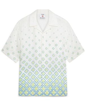 Casablanca Paris Chemise À Manches Courtes En Lin À Monogramme Dégradé - Blue