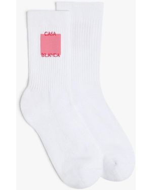 Casablanca Paris Chaussettes Rose Shadow Logo Square - White