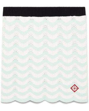 Casablanca Paris Mini-Jupe En Crochet De Coton À Motif Ondulé - White