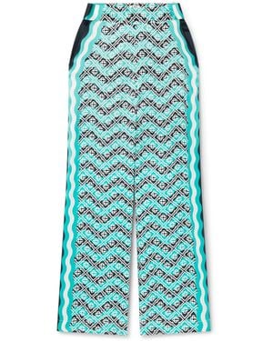 Casablanca Paris Pantalon En Soie À Monogramme Wave - Blue