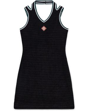 Casablanca Paris Robe En Velours Texturé Tennis - Black