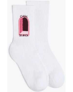 Casablanca Paris Chaussettes Aubergine Arch - White