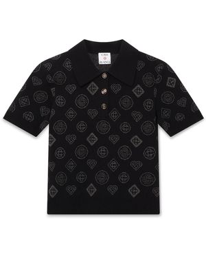 Casablanca Paris Polo En Jacquard À Monogramme - Black