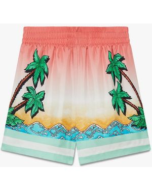Casablanca Paris Short En Soie Tennis Club - Green