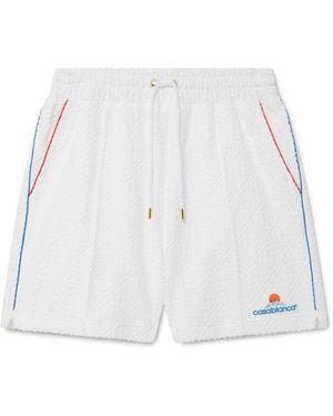 Casablanca Paris Short En Tissu Éponge Jacquard À Monogramme - White