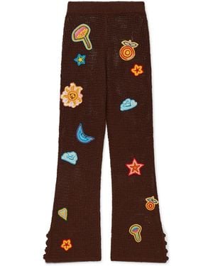 Casablanca Paris Pantalon En Crochet Motif - Brown
