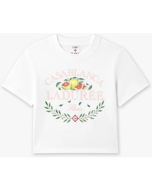 Casablanca Paris Laduree X Casablanca Cropped Baby Short Sleeve T-Shirt, By - White
