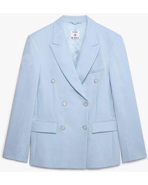 Casablanca Paris Monogram Wool Jacquard Jacket, Size By - Blue