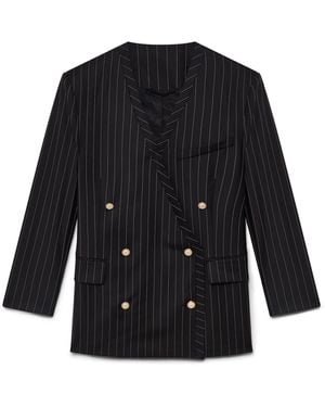 Casablanca Paris Blazer Oversize En Laine Pinstripe - Black