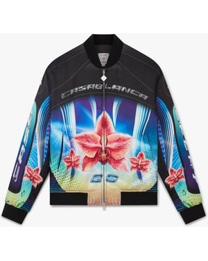 Casablanca Paris Orchid Racer Printed Silk Bomber Jacket, By - Blue