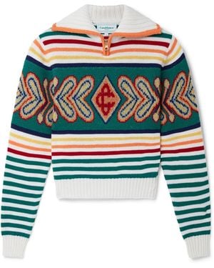 Casablanca Paris Multicolour Diamond Zip Up Jumper, By