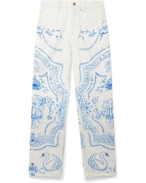 Casablanca Paris Plat A Dessert Printed Straight Leg Jeans, Size By - Blue
