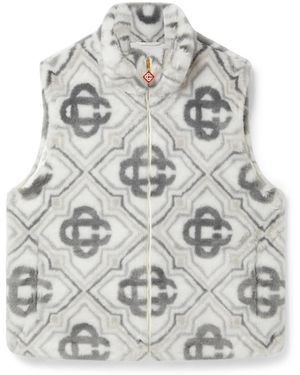 Casablanca Paris Gilet En Fausse Fourrure À Monogramme - White