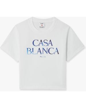 Casablanca Paris Meduse Stacked Logo Cropped Baby T-Shirt, By - White