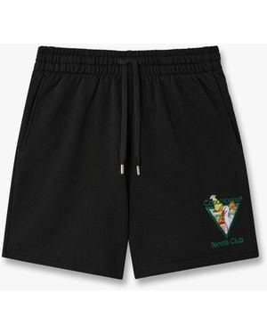 Casablanca Paris Tennis Club Icon Pyramid Abduction Embroidered Sweatshorts, By - Black