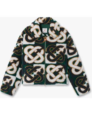 Casablanca Paris Check Monogram Fleece Jacket, By - Black
