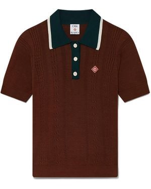 Casablanca Paris Polo En Maille Torsadée - Brown