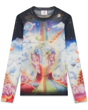 Casablanca Paris The Essential Experience Long Sleeve Mesh Top, By - Blue