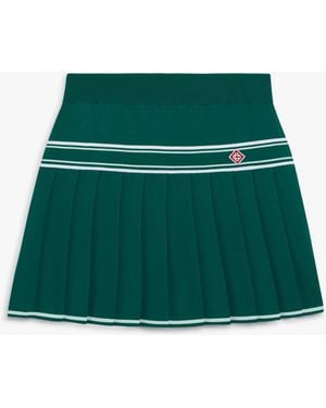 Casablanca Paris Mini-Jupe Verte En Maille Plissée - Green