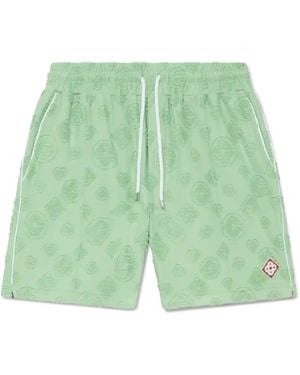 Casablanca Paris Towelling Monogram Shorts, By - Green