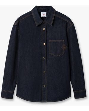 Casablanca Paris Raw Denim Long Sleeve Shirt, By - Blue