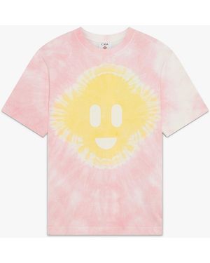 Casablanca Paris Tie Dye Oversized Cc Smile Short Sleeve T-Shirt, By - Pink