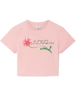 Casablanca Paris Orchid Logo Cropped Baby Tee, By - Pink