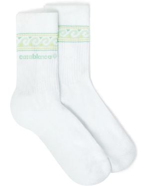 Casablanca Paris Chaussettes En Maille Wave - White