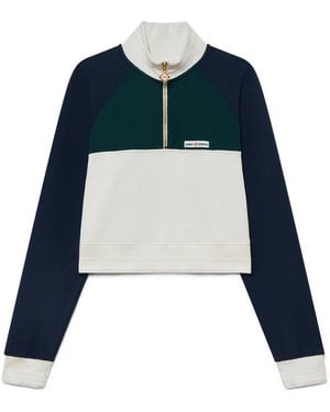 Casablanca Paris Sweat-Shirt Court À Motif Colour Block Et Fermeture Éclair Partielle - Blue