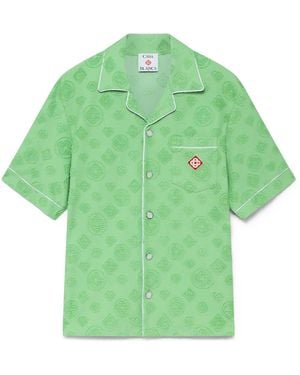 Casablanca Paris Chemise À Manches Courtes En Tissu Éponge À Monogramme - Green