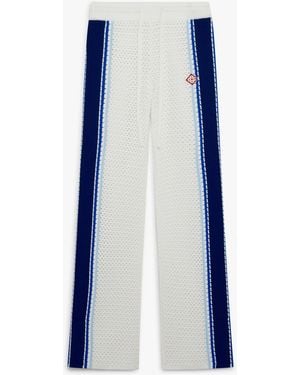 Casablanca Paris Striped Mesh Trousers, By - Blue