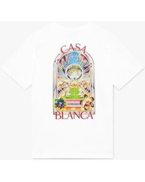 Casablanca Paris T-Shirt À Manches Courtes Blanc Tennis Landscape - White