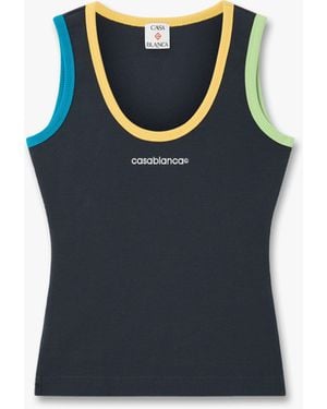 Casablanca Paris Colourblock Ribbed Tank Top - Blue