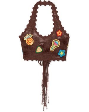Casablanca Paris Haut Court En Crochet Motif - Brown