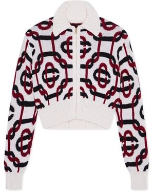 Casablanca Paris Off Monogram Zip Up Knit - White