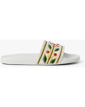 Casablanca Paris Embroidered Terry Slides, Size By - White