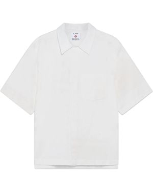Casablanca Paris Chemise À Manches Courtes Blanche À Monogramme - White