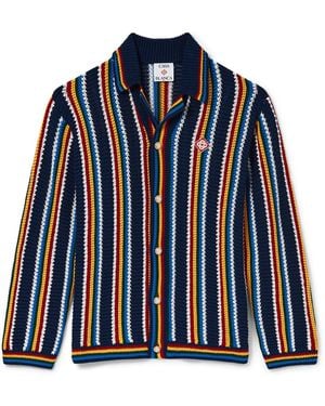 Casablanca Paris Chemise Rayée À Manches Longues En Crochet - Blue