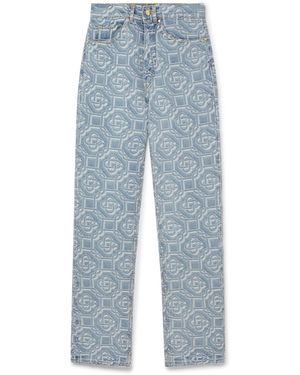 Casablanca Paris Classic Monogram Bleached Denim Pant, Size By - Blue