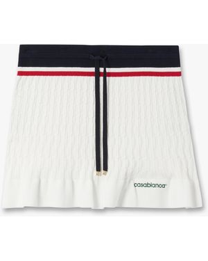 Casablanca Paris Cream & Knit Tennis Mini Skirt, By - Blue