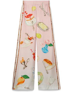 Casablanca Paris Ne Pas Deranger Printed Wide Leg Trousers, Size By - White