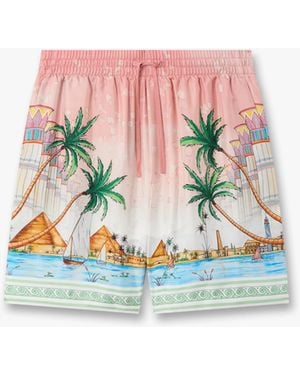 Casablanca Paris Ethereal Silk Shorts, By - White