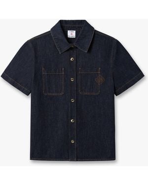 Casablanca Paris Raw Denim Short Sleeve Shirt, By - Blue