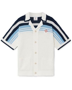 Casablanca Paris Chemise De Tennis À Manches Courtes En Crochet De Coton - Blue