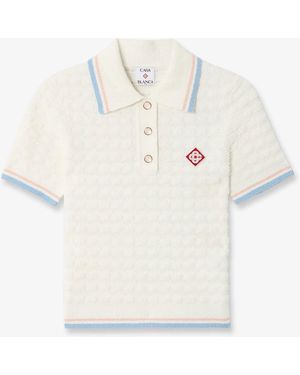 Casablanca Paris Boucle Tennis Short Sleeve Polo Shirt, By - White