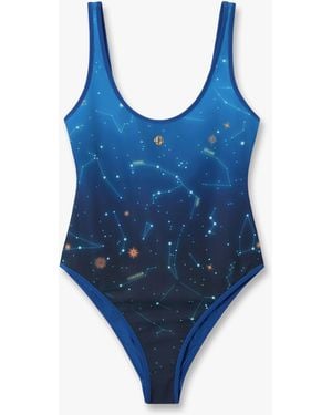 Casablanca Paris Astrology Printed Swimsuit, By - Blue