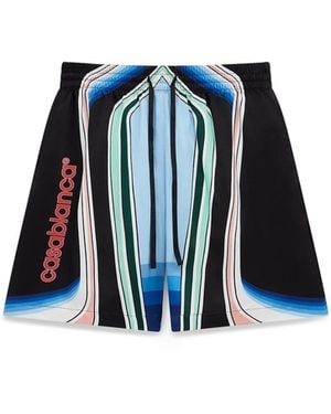 Casablanca Paris Short En Soie Graphic Mountain - Blue