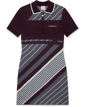 Casablanca Paris Robe Polo En Mérinos Diagonal Tennis - Purple