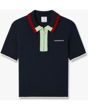 Casablanca Paris Merino Short Sleeve Polo Shirt, By - Blue